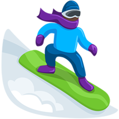 Jak wygląda emoji Snowboardzista: karnacja ciemna w Messenger.