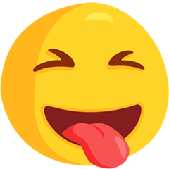 Dil dışarıda ve gözler kapalı emojisi Messenger üzerinde nasıl görünüyor.