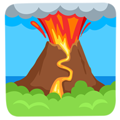 Bagaimana Volcano emoji terlihat di Messenger.