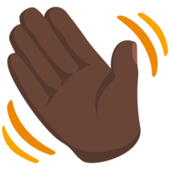 Bagaimana Waving Hand: Dark Skin Tone emoji terlihat di Messenger.