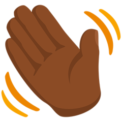 Bagaimana Waving Hand: Medium-Dark Skin Tone emoji terlihat di Messenger.