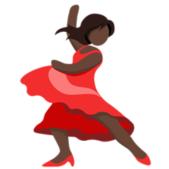 Bagaimana Woman Dancing: Dark Skin Tone emoji terlihat di Messenger.