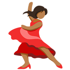 Bagaimana Woman Dancing: Medium Skin Tone emoji terlihat di Messenger.