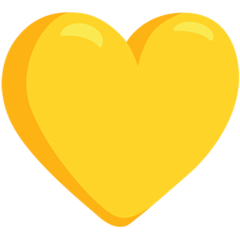 Cómo se ve el emoji Corazón amarillo en Messenger.