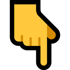 How Backhand Index Pointing Down emoji looks on Microsoft.