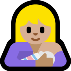 How Breast-Feeding: Medium-Light Skin Tone emoji looks on Microsoft.