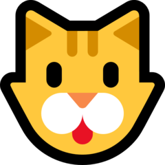 Bagaimana Wajah kucing emoji terlihat di Microsoft.