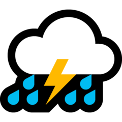 How Cloud with Lightning and Rain emoji looks on Microsoft.