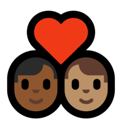 How Couple with Heart: Man, Man, Medium-Dark Skin Tone, Medium Skin Tone emoji looks on Microsoft.