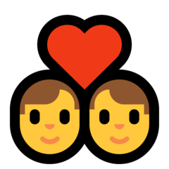 Como o emoji do Casal apaixonado: homem e homem é exibido no Microsoft.