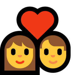 A quoi ressemblent les emoji Couple avec cœur: femme et homme sur Microsoft.