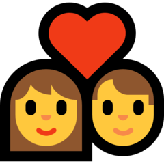 How Couple with Heart emoji looks on Microsoft.