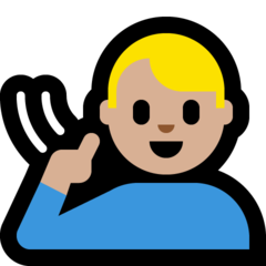 A quoi ressemblent les emoji Homme sourd: peau moyennement claire sur Microsoft.