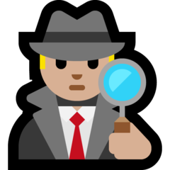 Cómo se ve el emoji Detective: tono de piel claro medio en Microsoft.