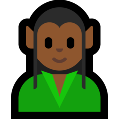 Como o emoji do Elfo: pele morena escura é exibido no Microsoft.