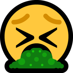 Cómo se ve el emoji Cara vomitando en Microsoft.