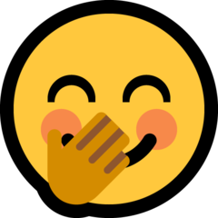 Bagaimana Wajah dengan tangan menutup mulut emoji terlihat di Microsoft.