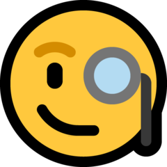 How Face with Monocle emoji looks on Microsoft.