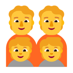 Cómo se ve el emoji Familia: adulto, adulto, niño, niño en Microsoft.