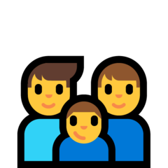 Come Famiglia: uomo, uomo e bambino emoji appare su Microsoft.