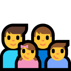 A quoi ressemblent les emoji Famille: homme, homme, fille et garçon sur Microsoft.