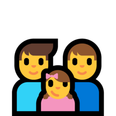 How Family: Man, Man, Girl emoji looks on Microsoft.