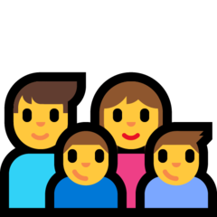 How Family: Man, Woman, Boy, Boy emoji looks on Microsoft.