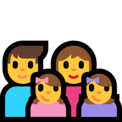 Como o emoji do Família: homem, mulher, menina e menina é exibido no Microsoft.