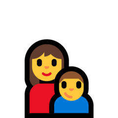 Como o emoji do Família: mulher e menino é exibido no Microsoft.