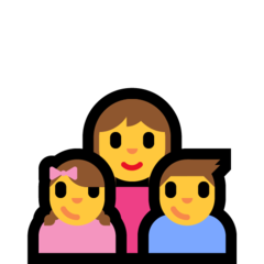 How Family: Woman, Girl, Boy emoji looks on Microsoft.