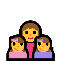 Como o emoji do Família: mulher, menina e menina é exibido no Microsoft.