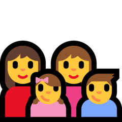 Come Famiglia: donna, donna, bambina e bambino emoji appare su Microsoft.