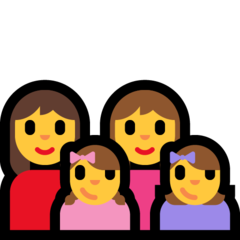 A quoi ressemblent les emoji Famille: femme, femme, fille et fille sur Microsoft.