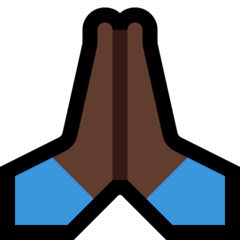 How Folded Hands: Dark Skin Tone emoji looks on Microsoft.