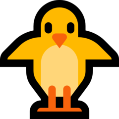 Cómo se ve el emoji Pollito de frente en Microsoft.