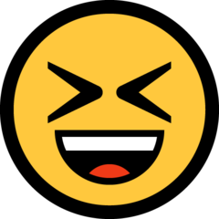 How Grinning Squinting Face emoji looks on Microsoft.