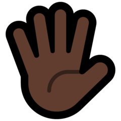 How Hand with Fingers Splayed: Dark Skin Tone emoji looks on Microsoft.