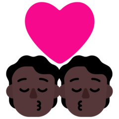 How Kiss: Dark Skin Tone emoji looks on Microsoft.