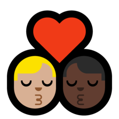 Kus Man Man Lichtgetinte Huidskleur Donkere Huidskleur Emoji
