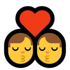 How Kiss: Man, Man emoji looks on Microsoft.