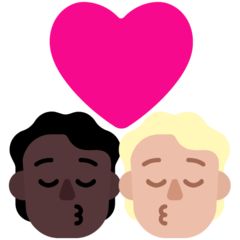 A quoi ressemblent les emoji Bisou : adulte, adulte, peau foncée et peau moyennement claire sur Microsoft.