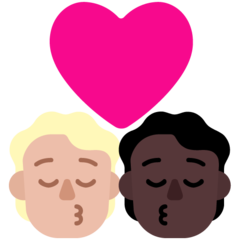 How Kiss: Person, Person, Medium-Light Skin Tone, Dark Skin Tone emoji looks on Microsoft.