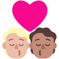 A quoi ressemblent les emoji Bisou : adulte, adulte, peau moyennement claire et peau légèrement mate sur Microsoft.