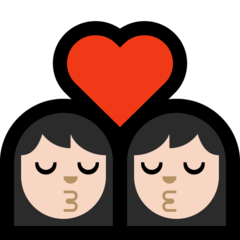 A quoi ressemblent les emoji Bisou : femme, femme et peau claire sur Microsoft.