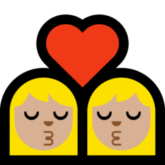 Come Bacio tra coppia: donna, donna e carnagione abbastanza chiara emoji appare su Microsoft.