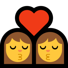 How Kiss: Woman, Woman emoji looks on Microsoft.