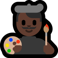 How Man Artist: Dark Skin Tone emoji looks on Microsoft.