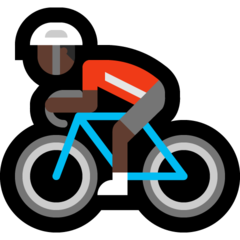 How Man Biking: Dark Skin Tone emoji looks on Microsoft.