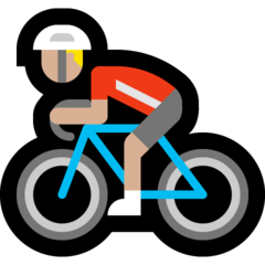 Wie Radfahrer: mittelhelle Hautfarbe Emoji auf Microsoft aussieht.