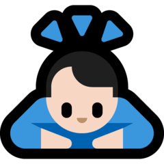 How Man Bowing: Light Skin Tone emoji looks on Microsoft.